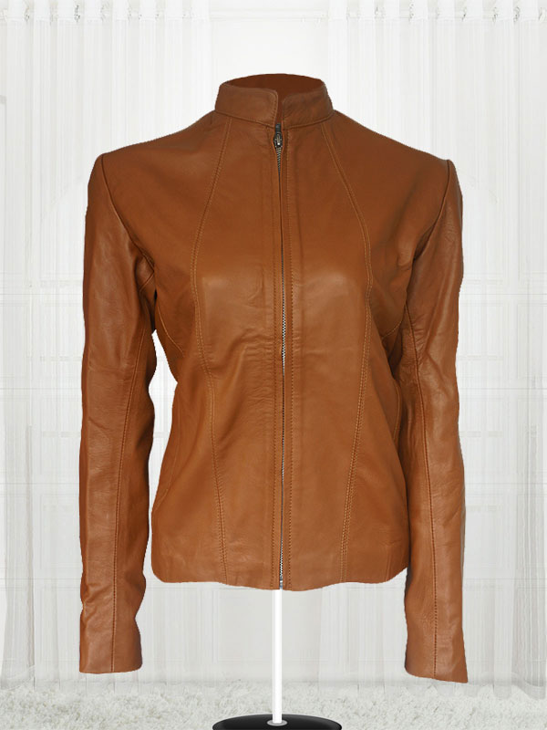 Women Brown Front Zip Jacket