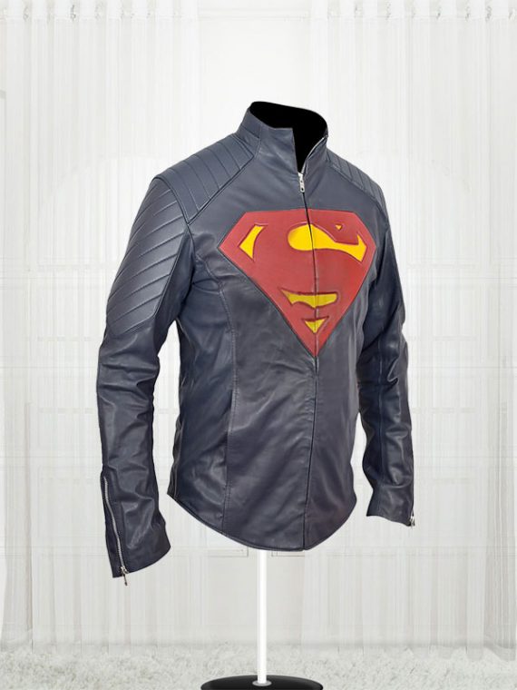 Superman - Man of Steel Midnight Blue Leather Jacket - Image 3