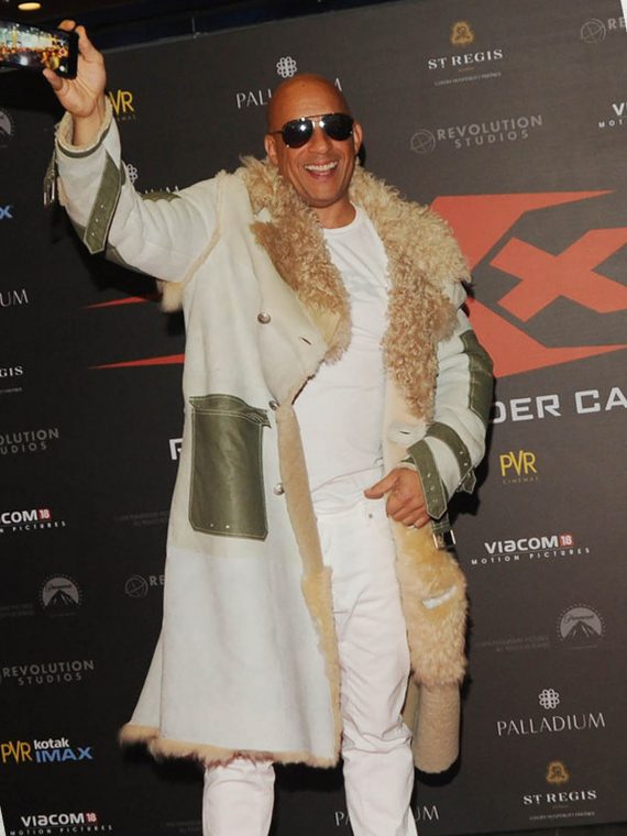 Vin Diesel xXx Movie Premiere in Mumbai Fur White Coat