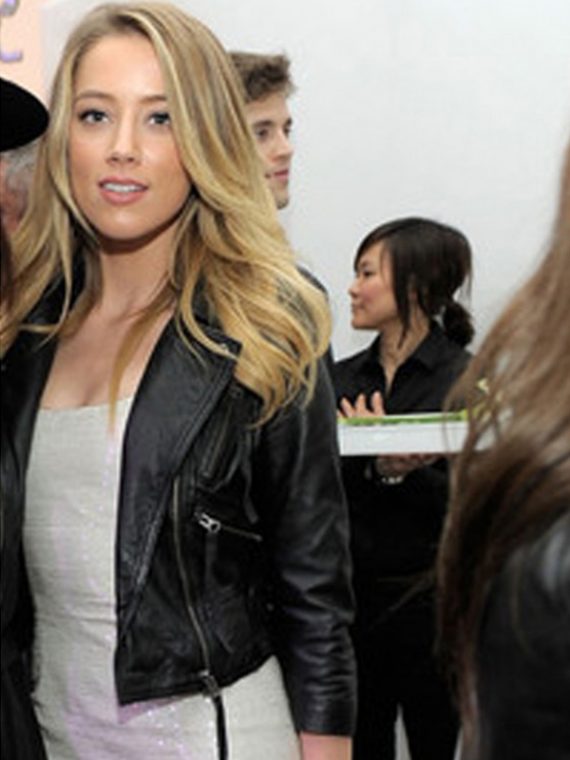 Amber Heard Black Leather Jackets