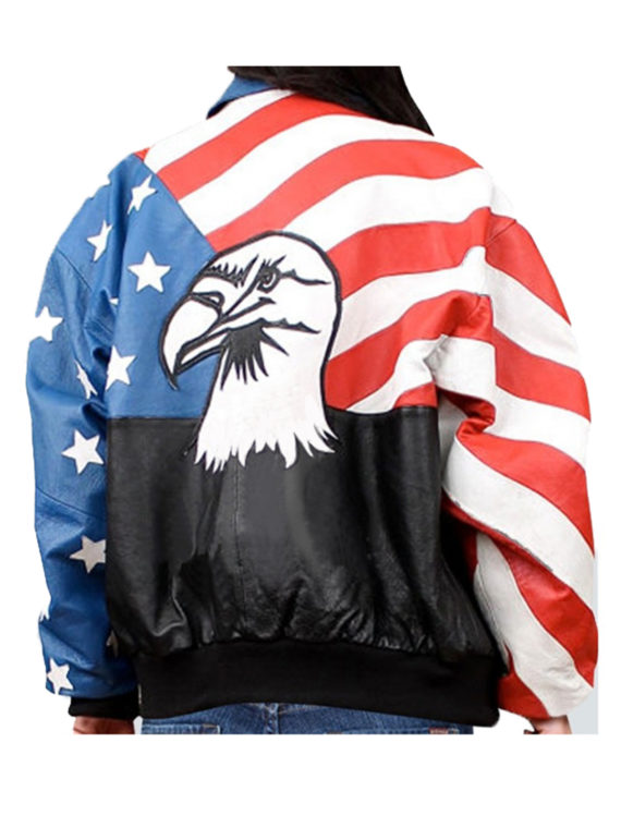 American Flag Stylish Women Leather Jacket