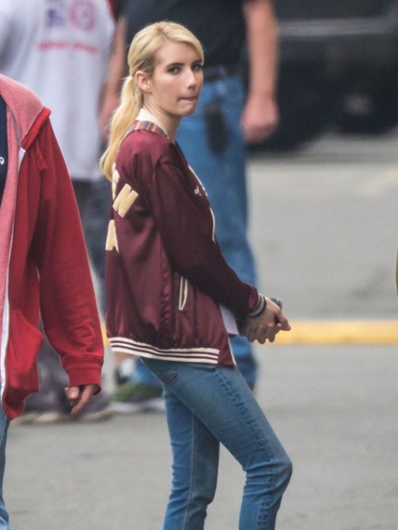 Emma Roberts Nerve Vee Red Satin Jackets