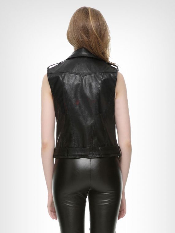 Ladies Motorcycle Black Leather Vest