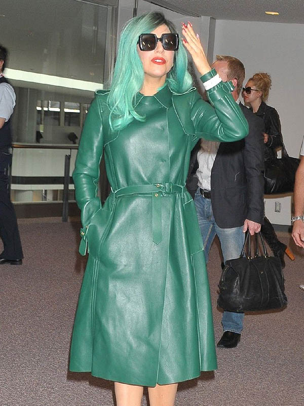 Super Marvelous Lady Gaga Green Trench Coats