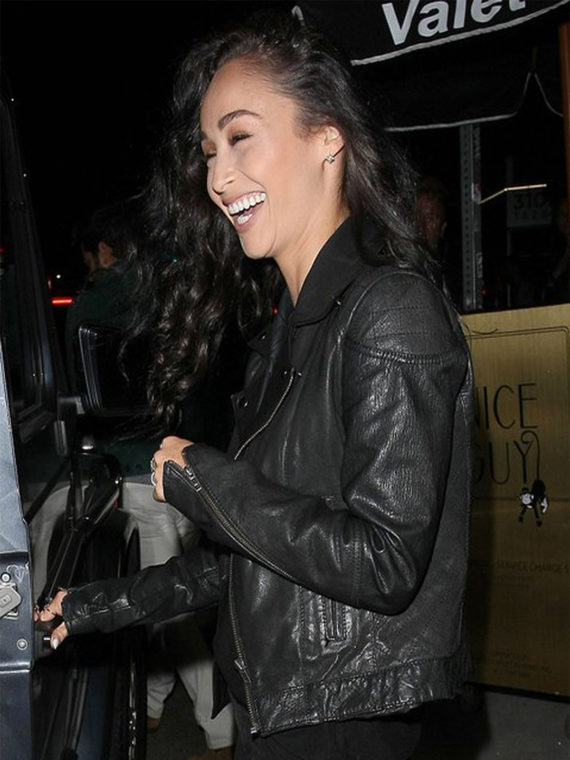 Ashley Madekwe Double Black Leather Jacket