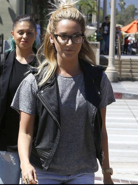 Ashley Tisdale Trendy Leather Vest