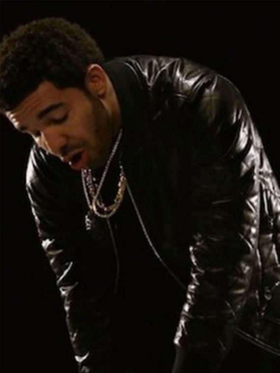 Aubrey Drake Black Quilted Bomber Leather Jacket