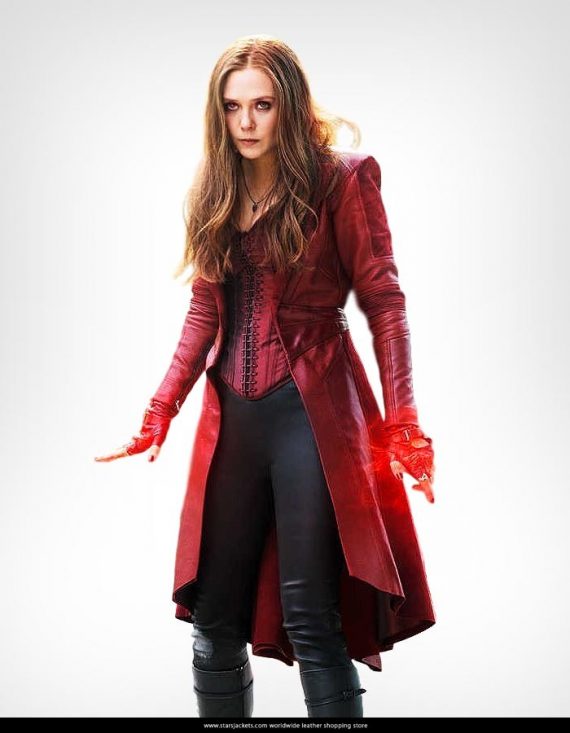 Avengers Captain America Civil War Scarlet Witch Red Costume Coat