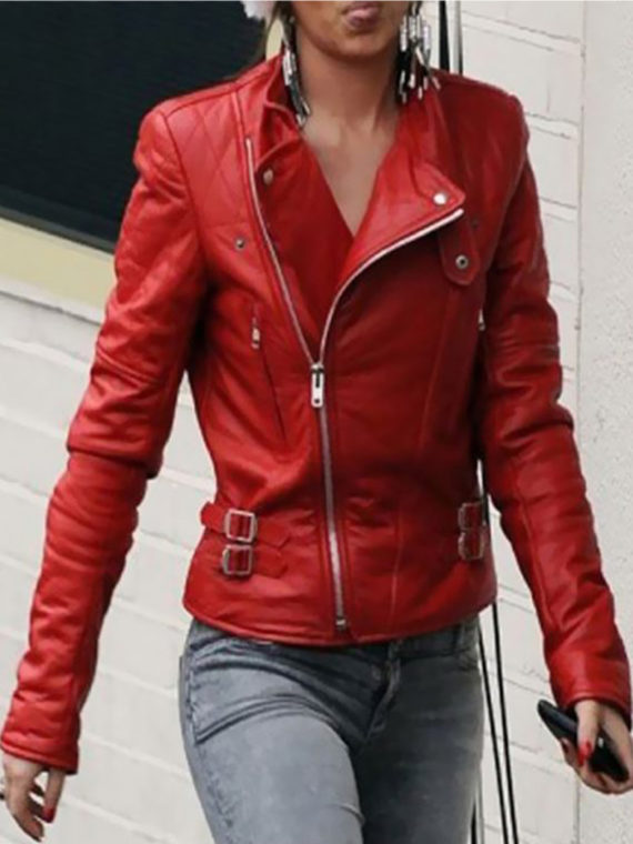 Cheryl Cole Santa Claus Inspired Leather Jacket