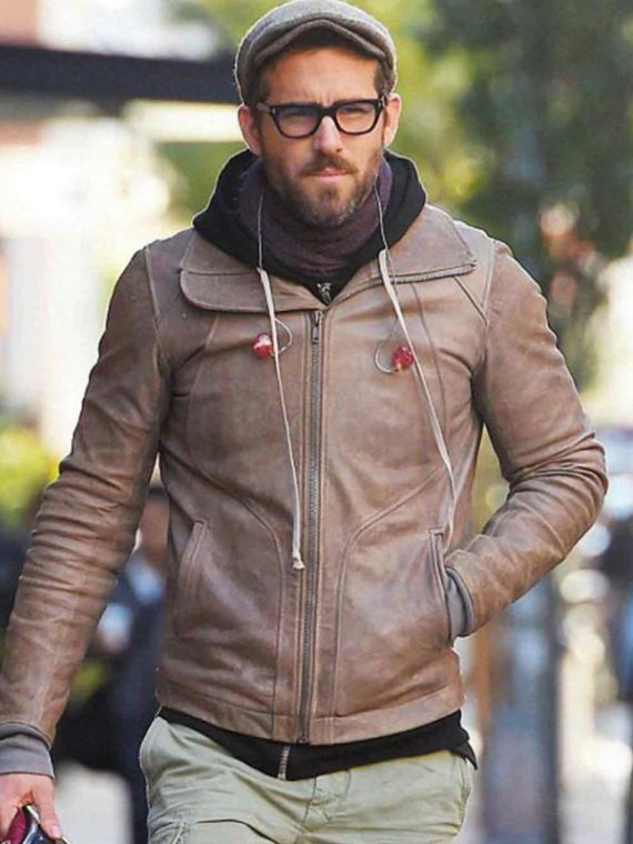 Ryan Reynolds Motorcycle Brown Leather Jacket