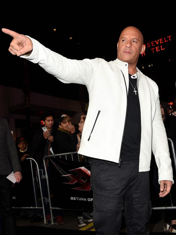 Vin Diesel xXx Return Xander Cage LA Premiere Paramount White Leather Jackets