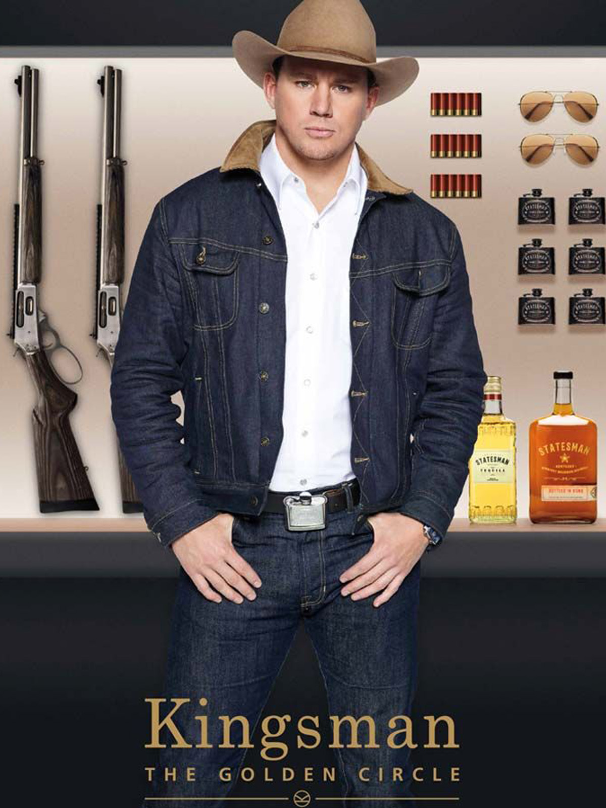 Kingsman 2 Channing Tatum Statesman Secret Agent Blue Denim Jacket