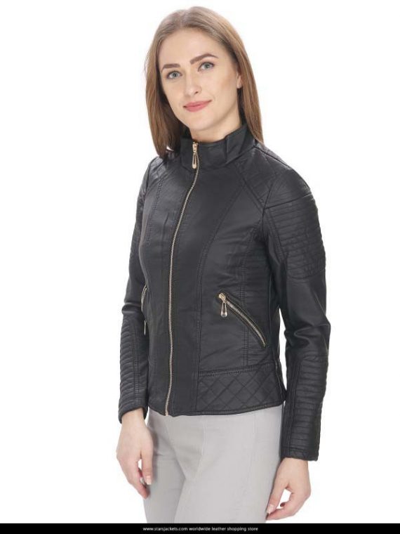 Black Leather women Jacket