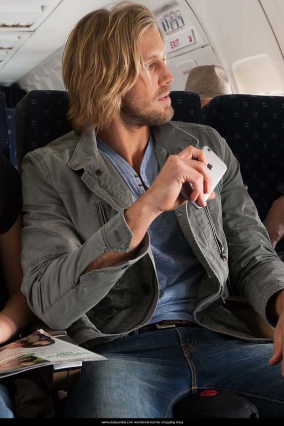 matt Barr for the cast layover in black Leather Jackets