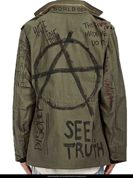 Antifa art painted Anarchy Jacket from Military M65 Field antifa jacket from Barneys is actually jacket