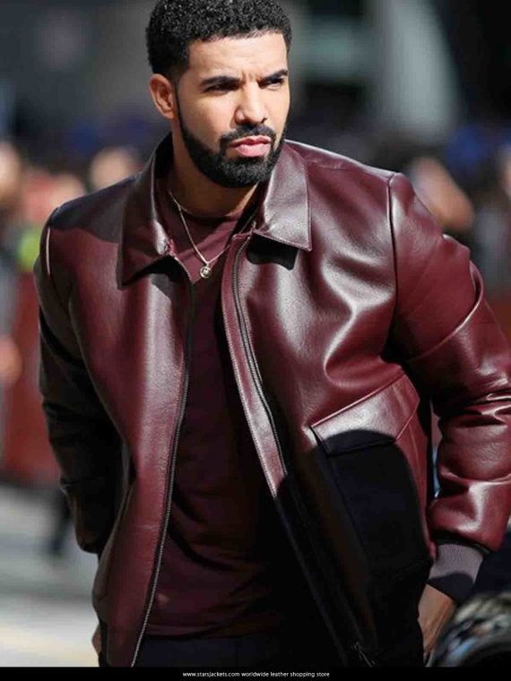 Canadian R&B rapper Drake Brown Leather Jacket