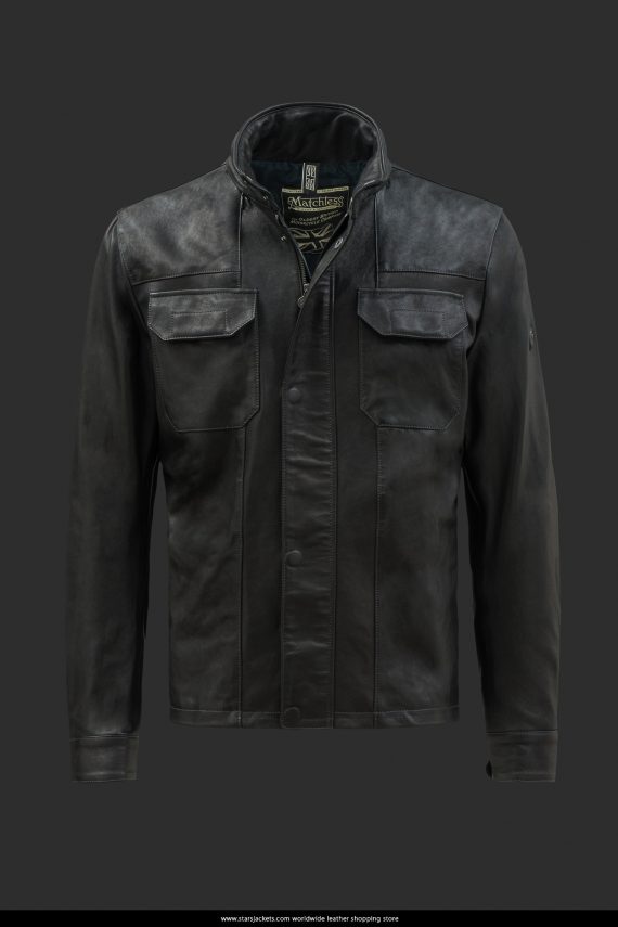 Falcon Black Leather Jacket for Man