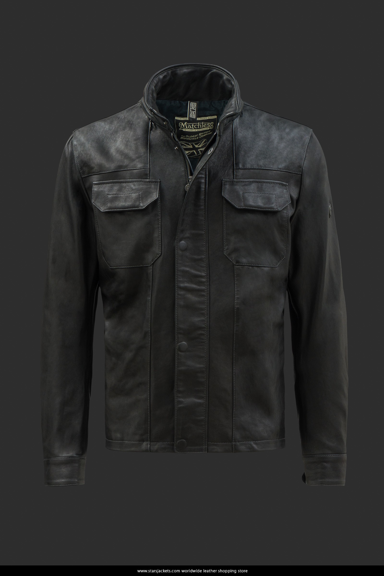 Falcon Black Leather Jacket for Man