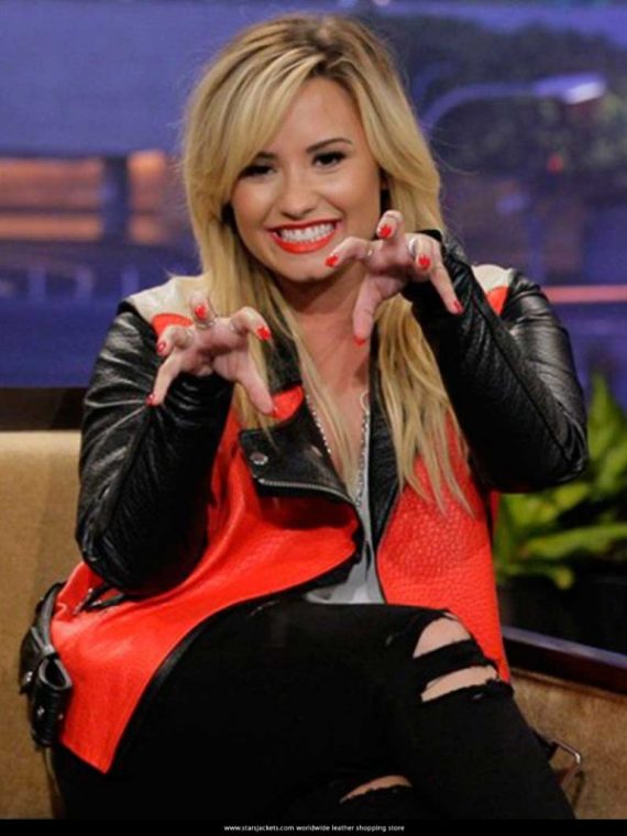 Red-Motorcycle-Demi-Lovato-Leather-Jacket