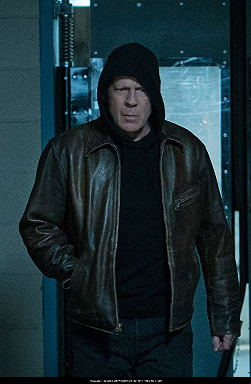 Bruce Willis Brown Leather Jacket in Dath Wish