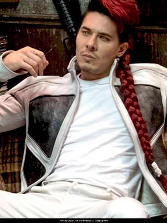 Lewis Tan as Shatterstar White leather Jacket in Deadpool 2