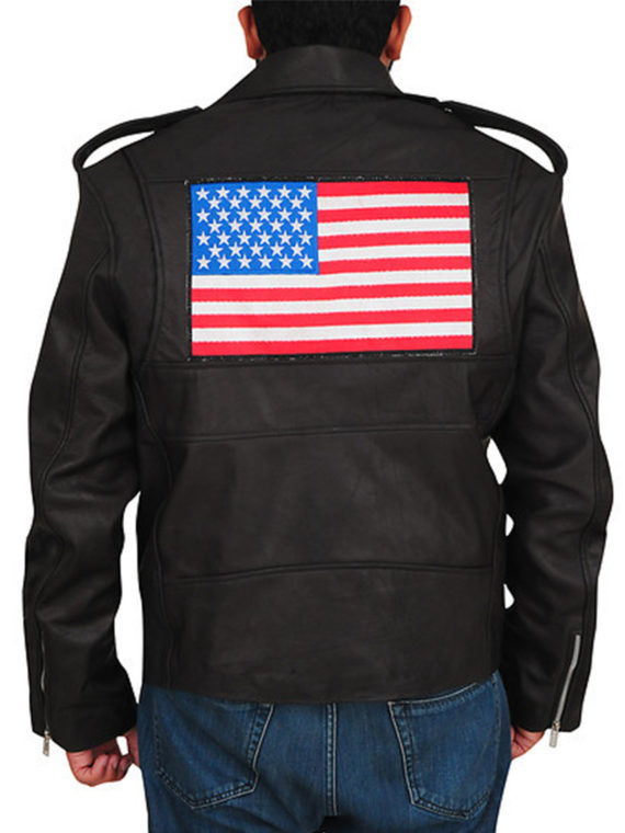 American Flag Black Biker Jacket