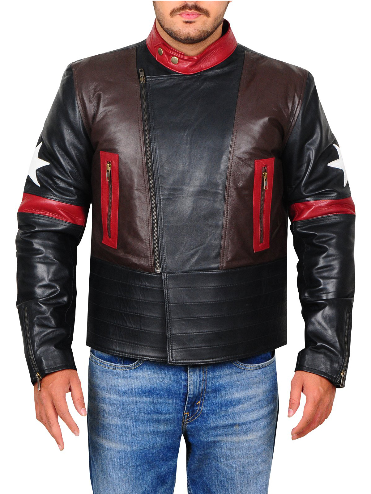 Star Patch Men Motorcycle Jacket