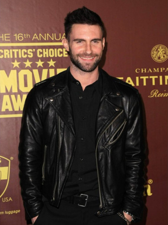 Adam Levine Black Leather Motorcycle Jacket