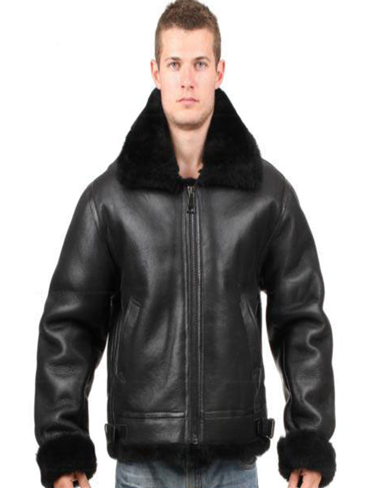 B3 Shearling Black Leather Jacket