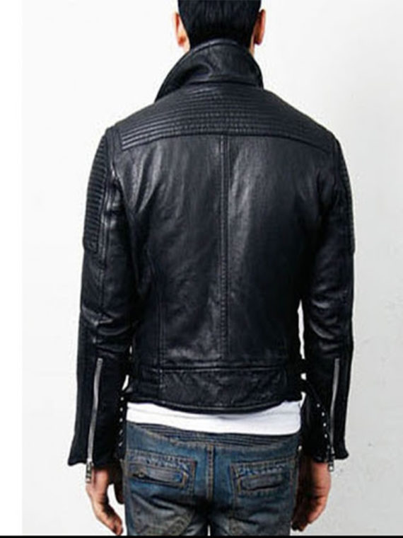 Men's Black Double Breasted Stud Detailing Jacket