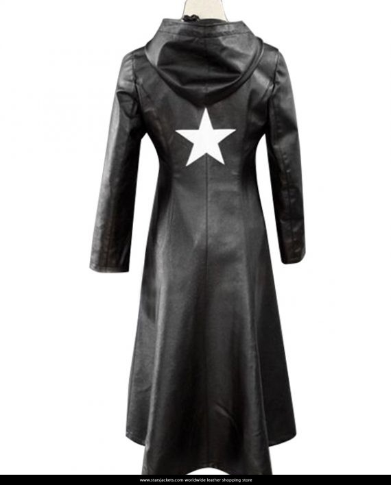 Rock Shooter Black Leather Trench Coat1