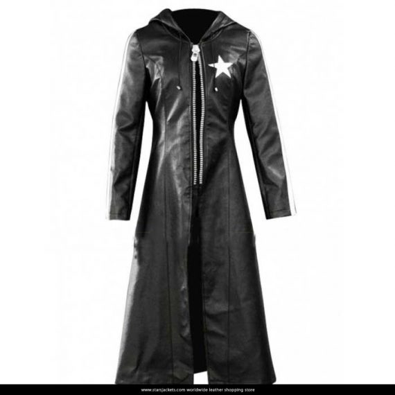 Rock Shooter Black Leather Trench Coat2