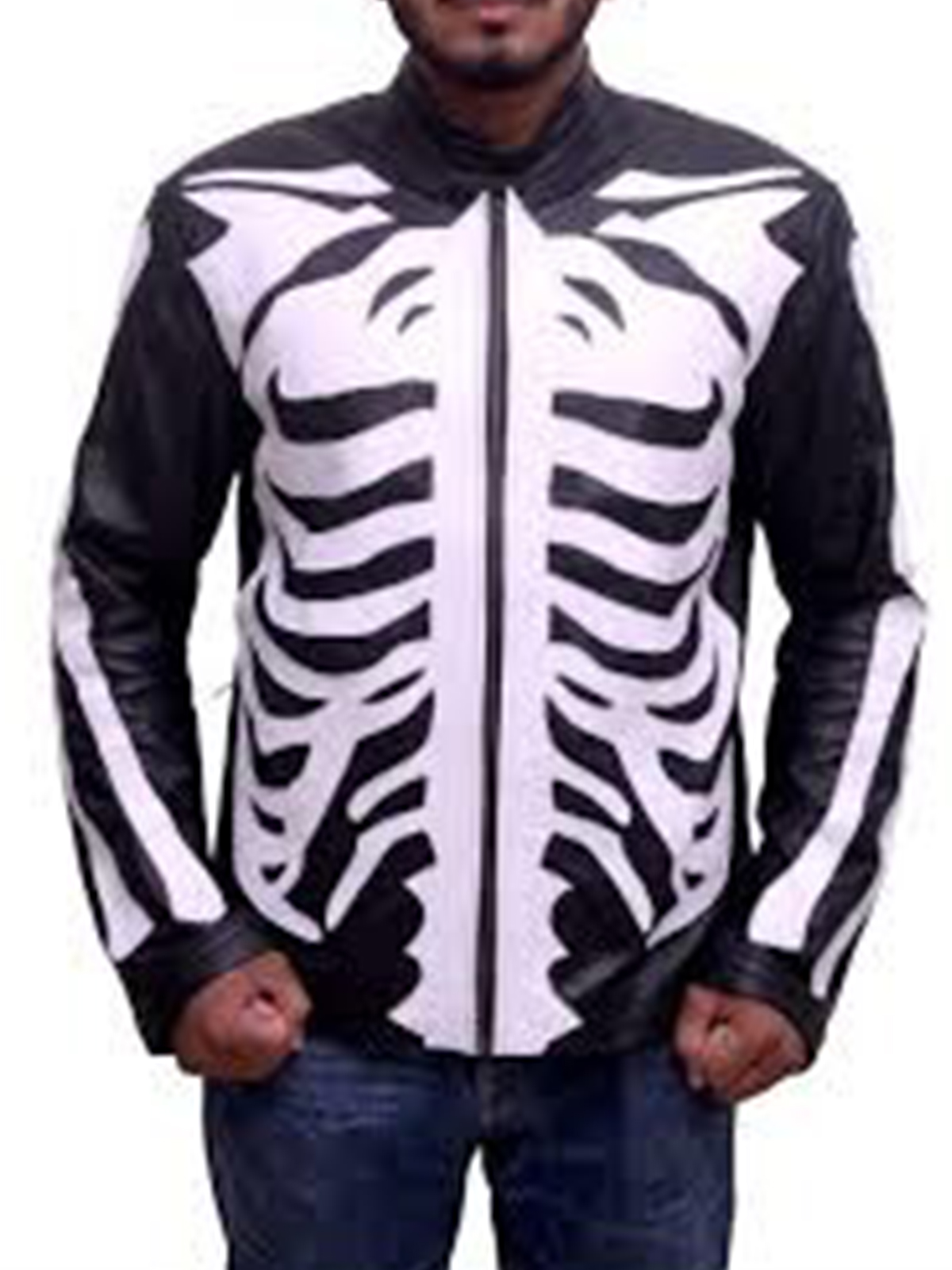 Skeleton Sketch Men’s Black Motorcycle Jacket