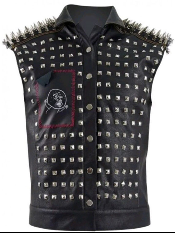 Watch Dog Punk Gaming Black Leather Vest