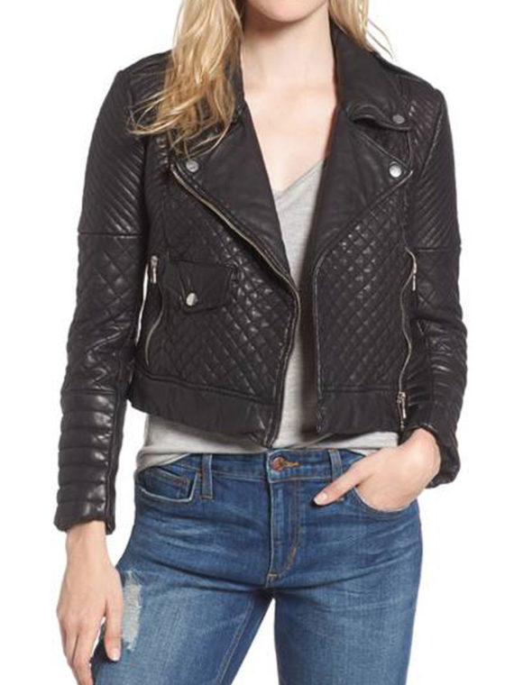 Women Biker Black Lambskin Jacket