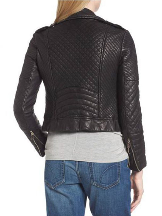 Women Biker Black Lambskin Leather Jacket