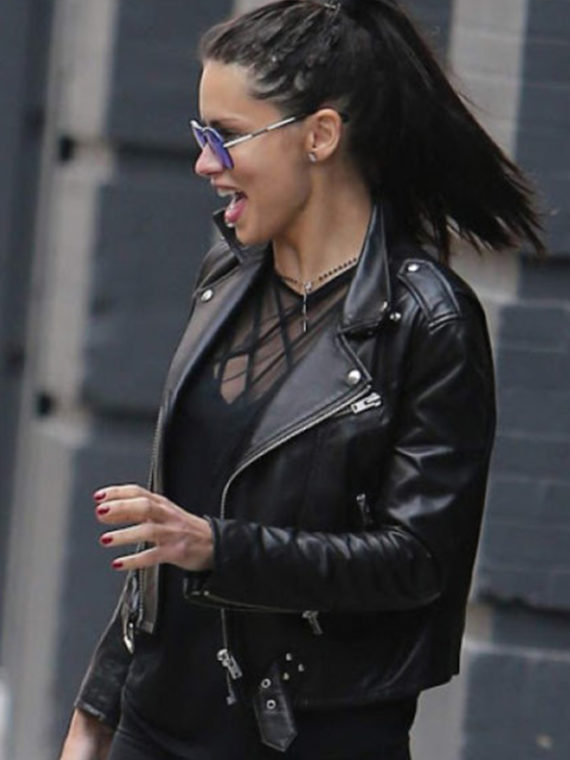 Adriana Lima Black Leather Jacket - Image 4