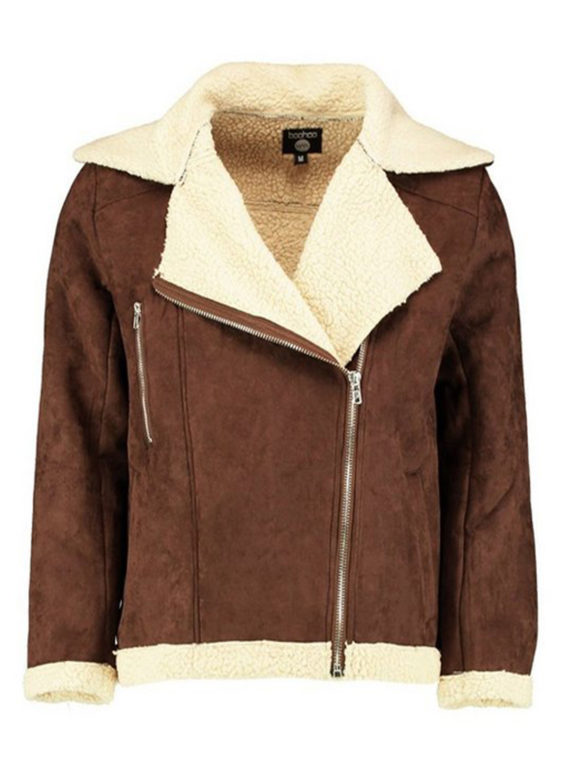 Suedette Aviator Fully Borg Lined Jacket