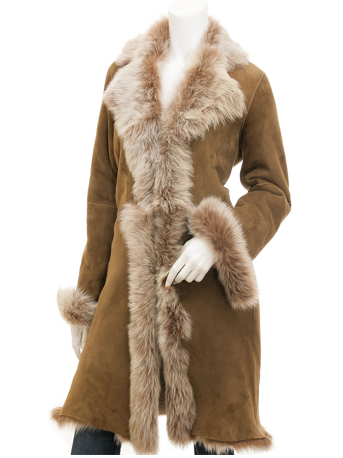 Toscana Shearling in Taupe Madison Coat