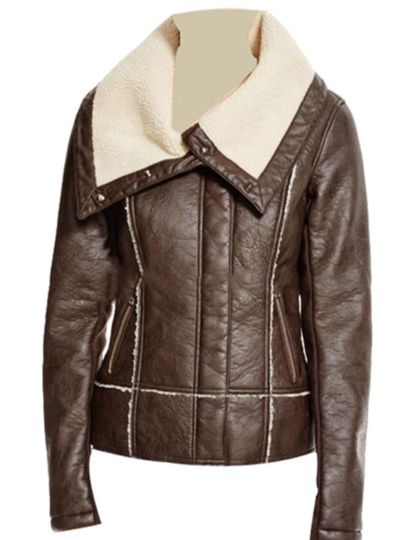 Vegan Leather Jacket With Collar