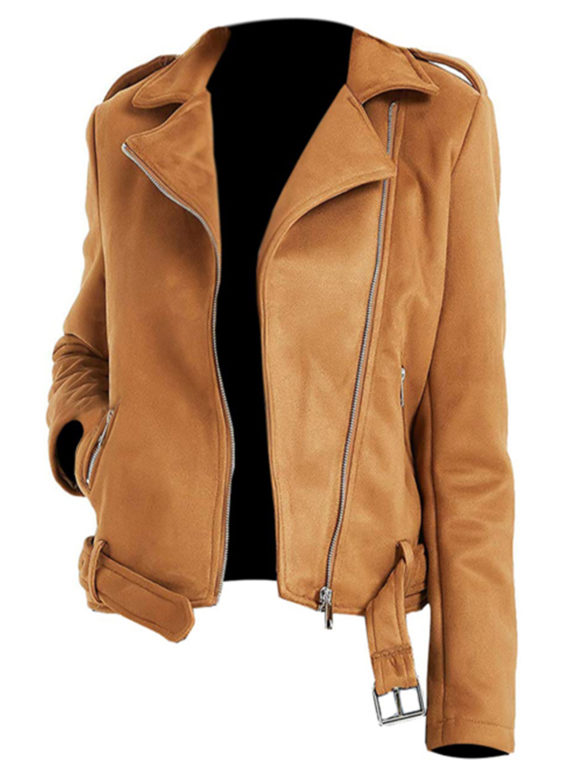 Women Brown Silver Leather Jacket