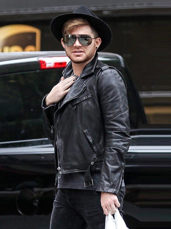 Adam Lambert Biker Black Leather Jacket