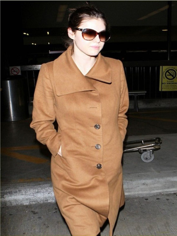 Alexandra Daddario Brown Coat