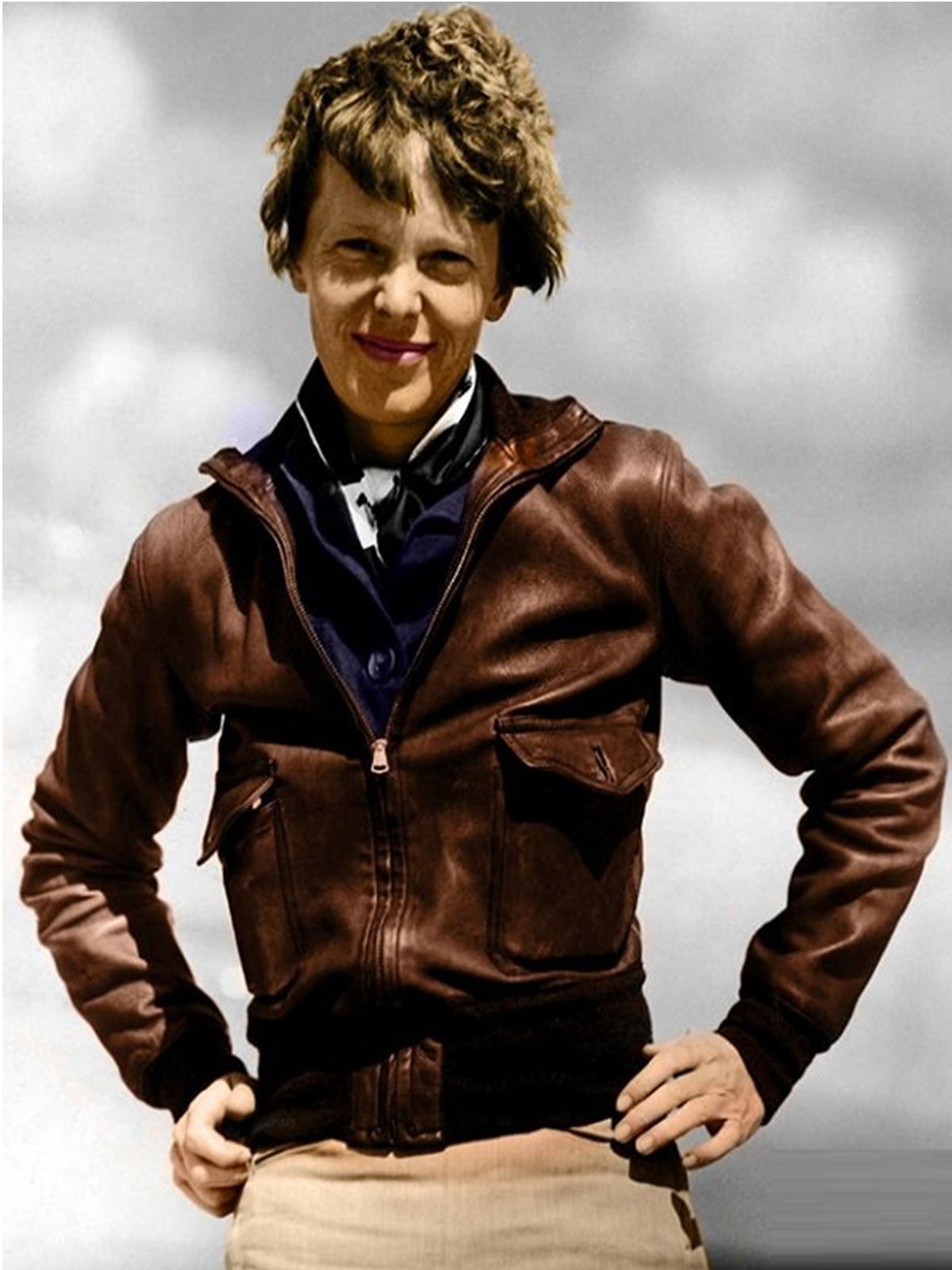 Amelia Earhart Brown Bomber Leather Jacket