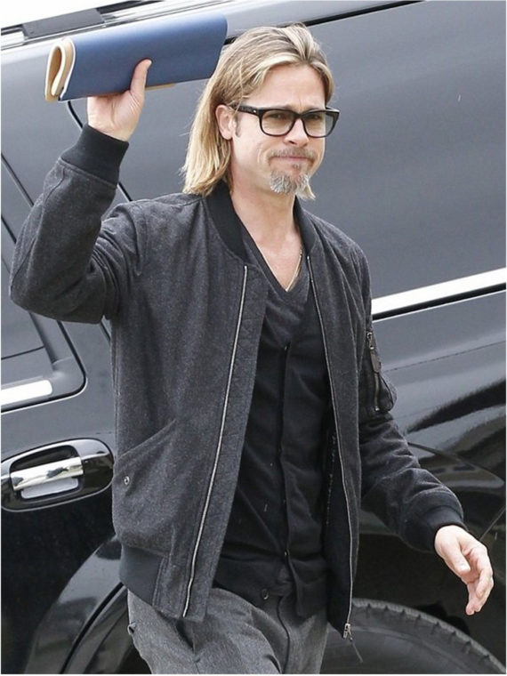 American Actor Brad Pitt Bomber Cotton Jacket