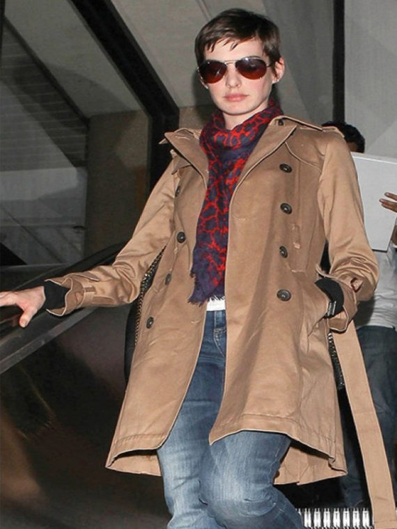 Anne Hathaway Double Breasted Trench Coat