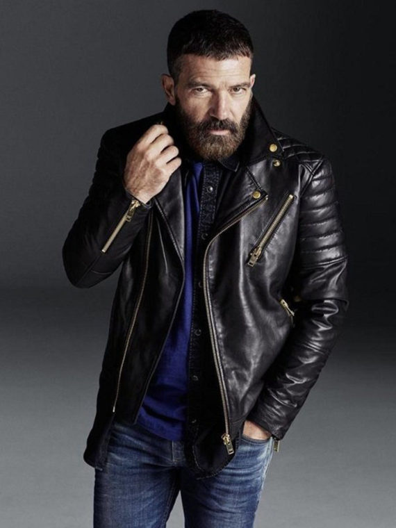 Antonio Banderas Padded Design Motorcycle Jacket