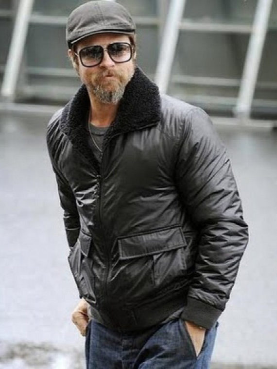 Brad Pitt Bomber Leather Jacket