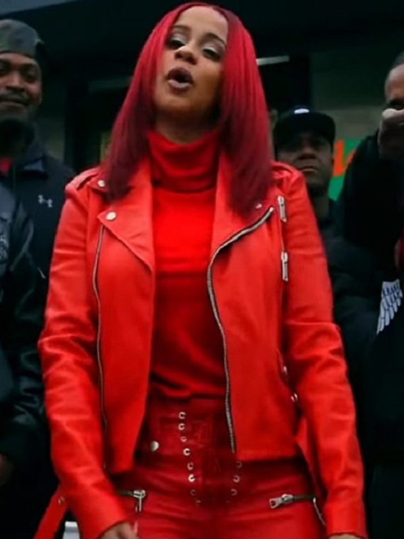 Cardi B Red Barz Leather Jacket