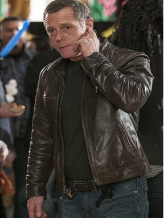 Jason Beghe Chicago PD Brown Leather Jacket